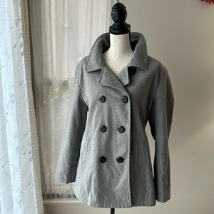 Old Navy Wool Fitted Pea Coat medium grey fully lined size XL